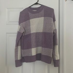 Purple and white checkered sweater